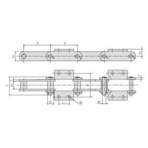 Förderkette mit Anbauteilen