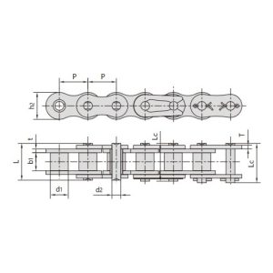 Kurzgliedrige, vernickelte, korrosionsbeständige Rollenkette
